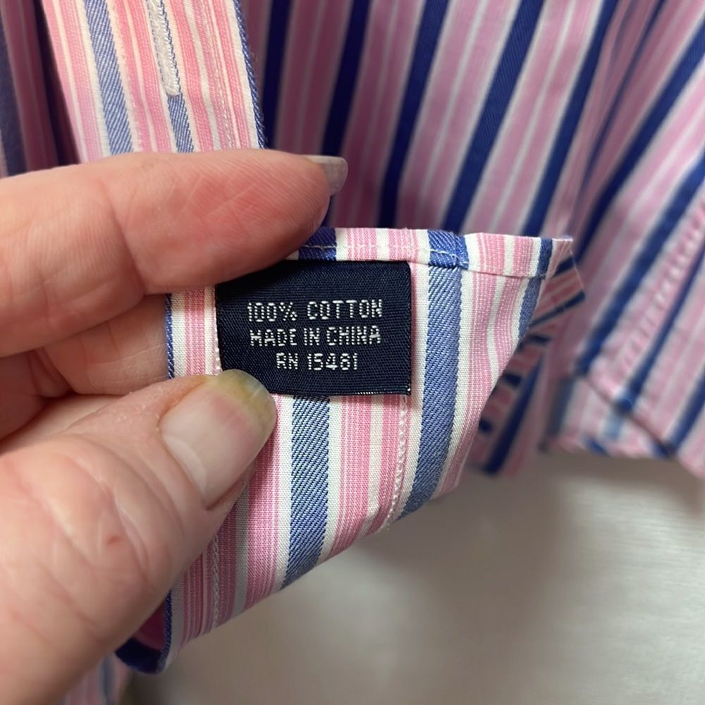 EUC Men's Striped Shirt - Pink and Blue - Picture 12 of 12